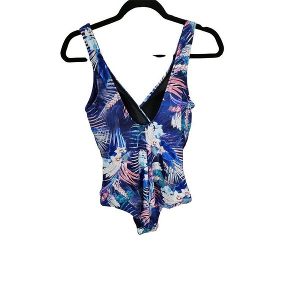 Seekers Essentials Blue 763672 Tropical Floral NWOT One Piece Swimwear - Picture 2 of 11